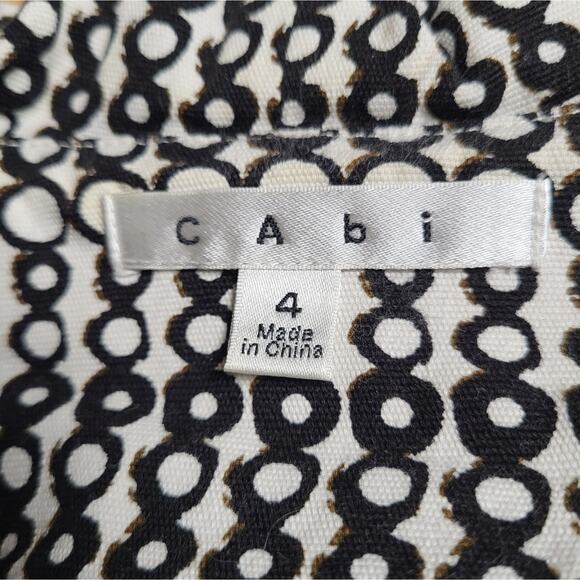 Cabi Du Jour White w/Black Circles Rouching Details Fitted Cropped Jacket Size 4 - Picture 10 of 12